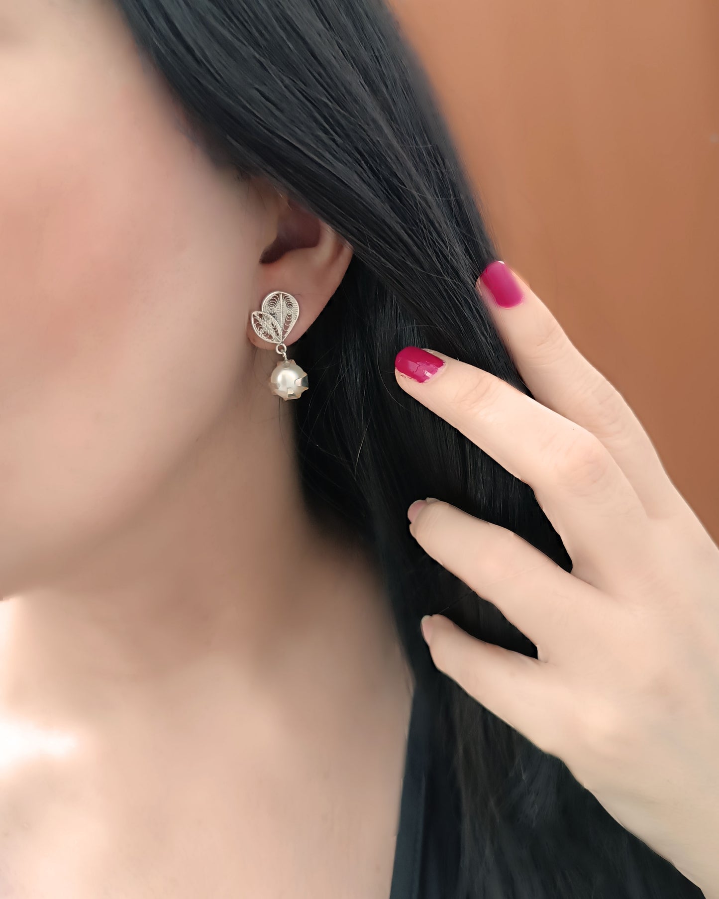Aretes filigrana plata ley 950 Nora