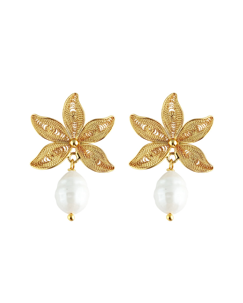 Aretes filigrana con perla Gadea
