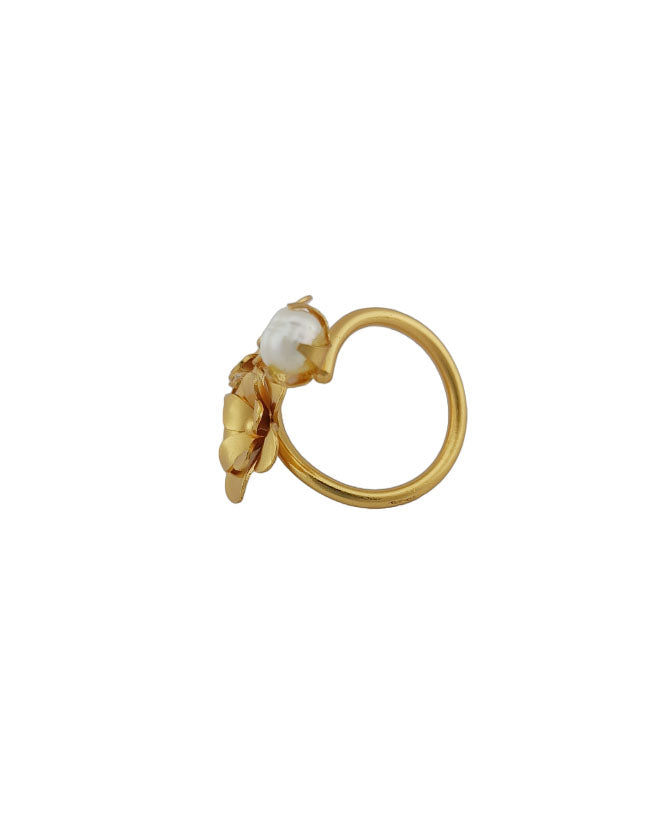 Anillo doble flor Liatris Perla
