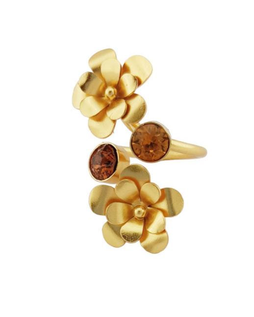 Anillo doble flor y cristales Lianis