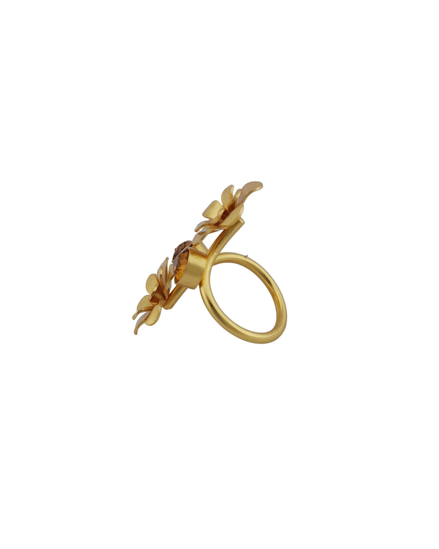 Anillo doble flor y cristales Lianis