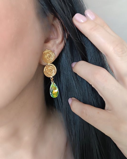 Aretes espiral doble y cristal