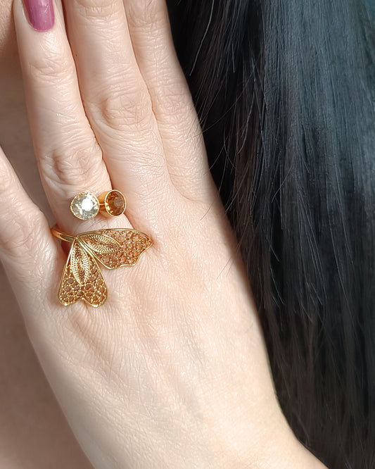 Anillo Alas Mariposa con cristales