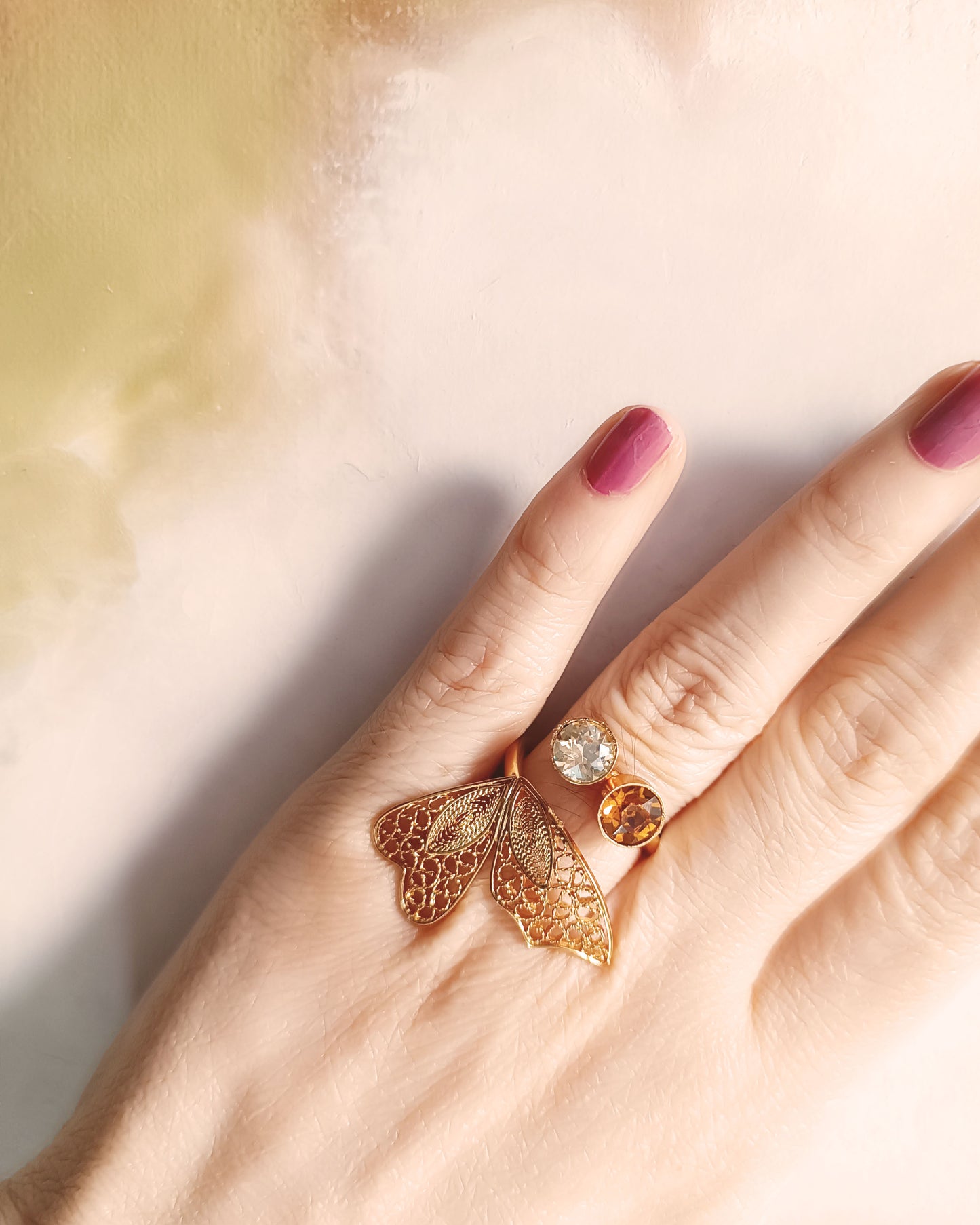 Anillo Alas Mariposa con cristales