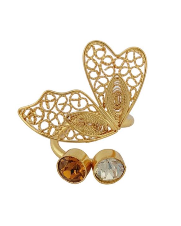 Anillo Alas Mariposa con cristales