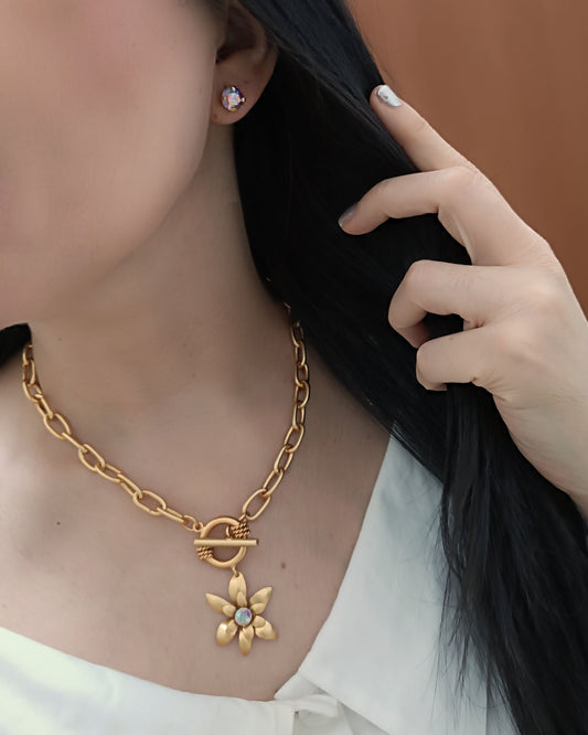 Cadena eslabones grandes y Flor