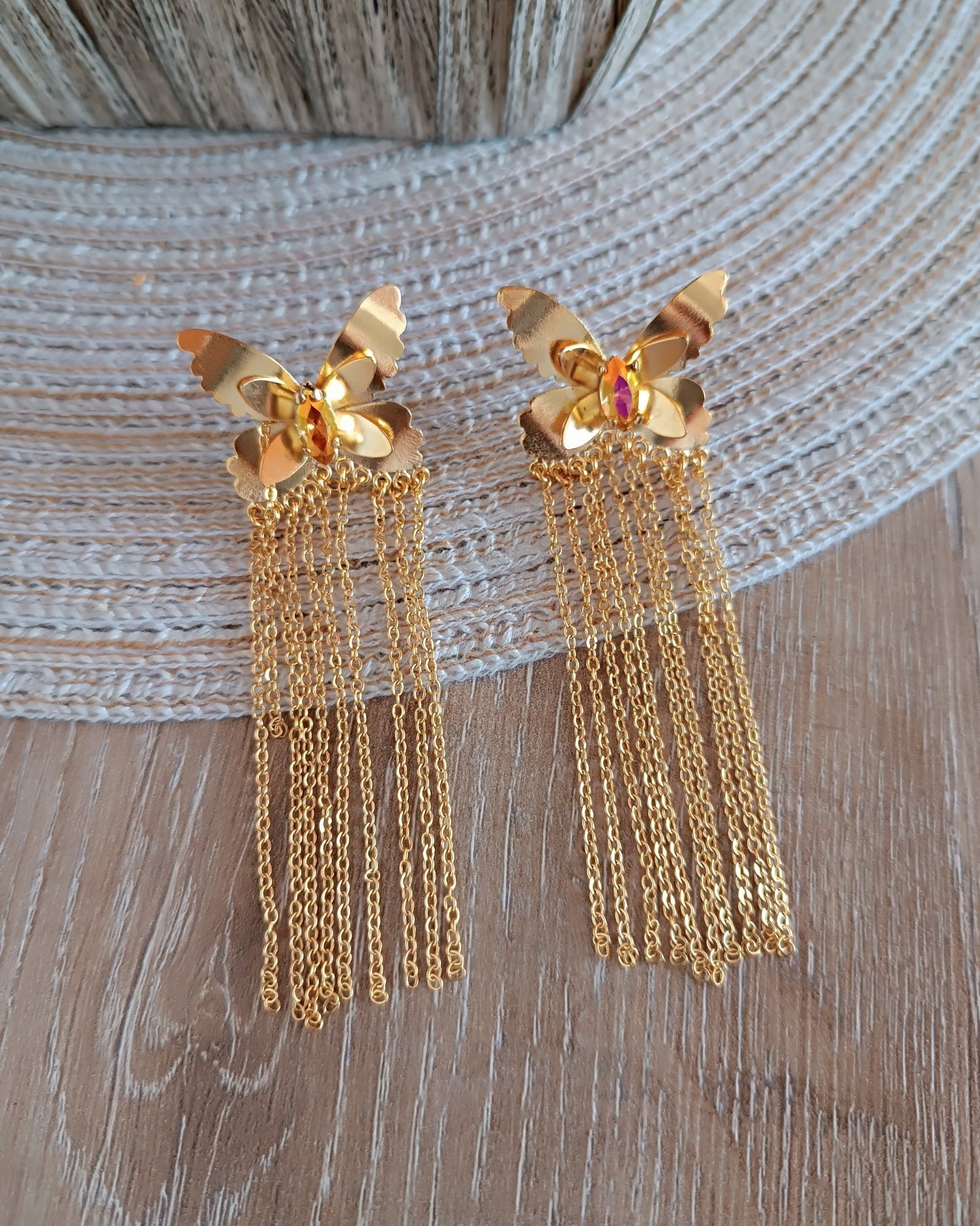 Aretes Mariposas y cristal