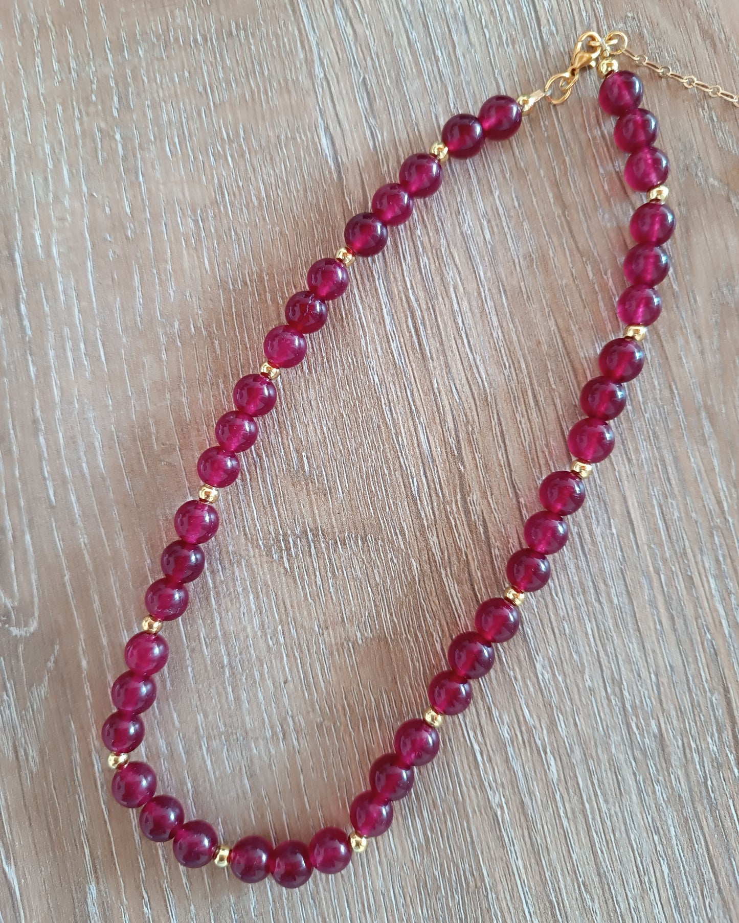 Collar doble agatas rojas y cristales