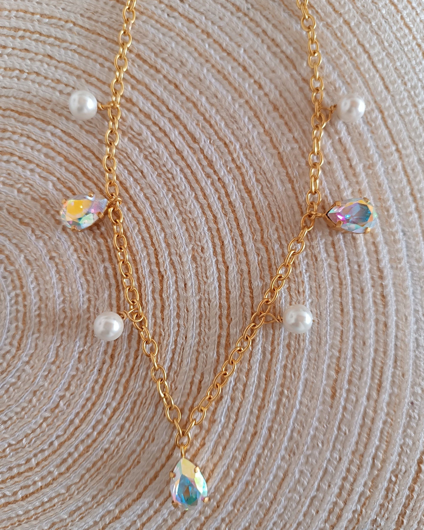 Collar doble perlas shell y cristales
