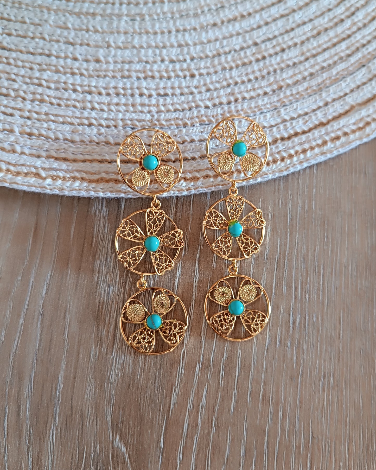 Aretes tripe circulo en filigrana Celina
