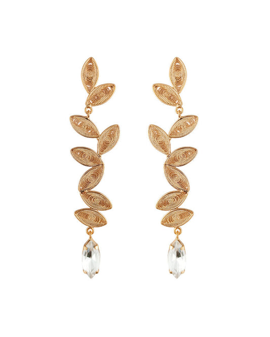 Aretes cristal y hojas, Tatiana