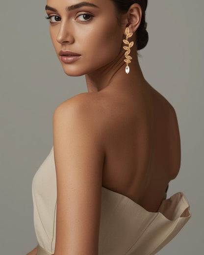 Aretes cristal y hojas, Tatiana