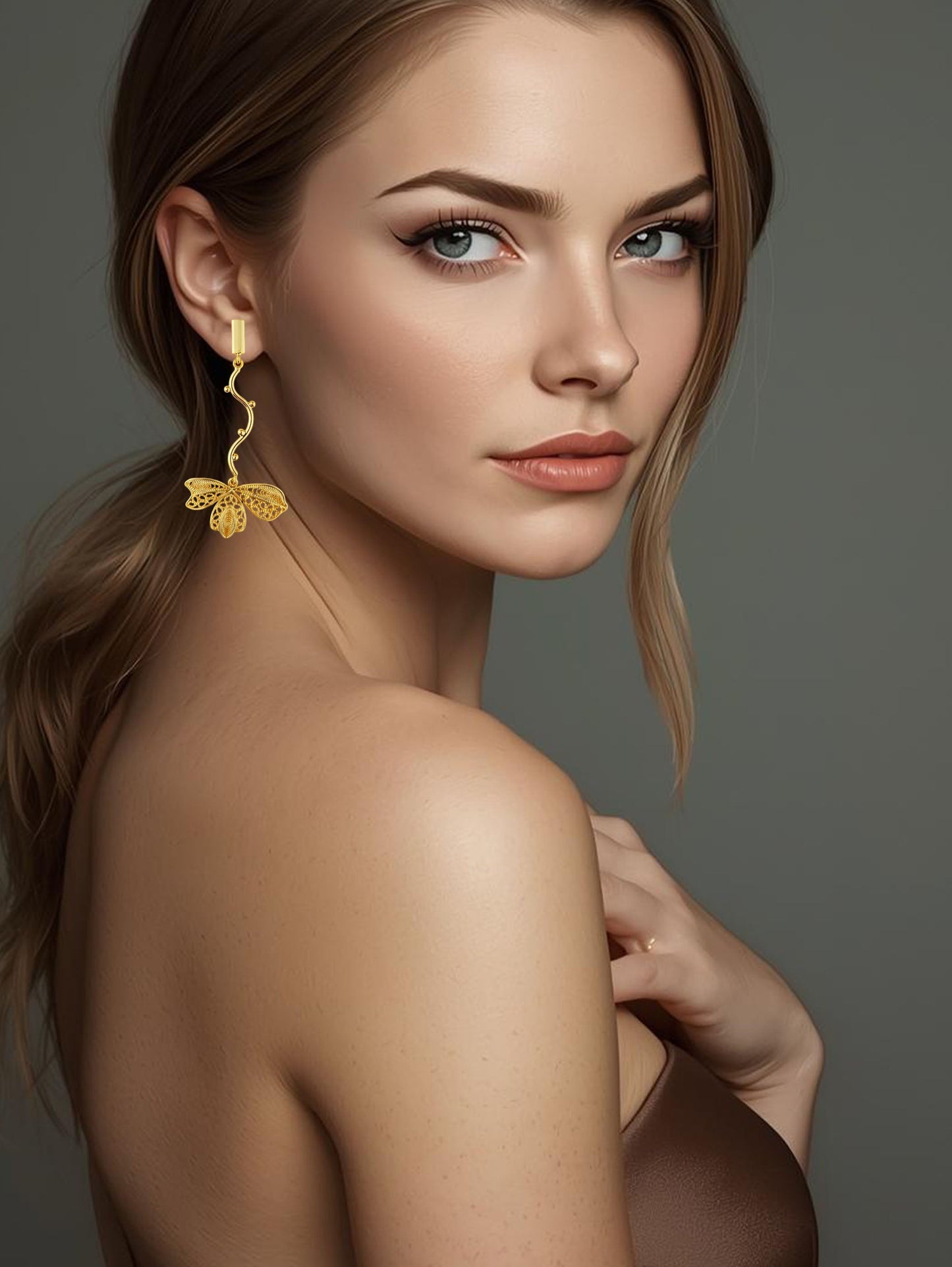 Aretes largo filigrana, Omaira