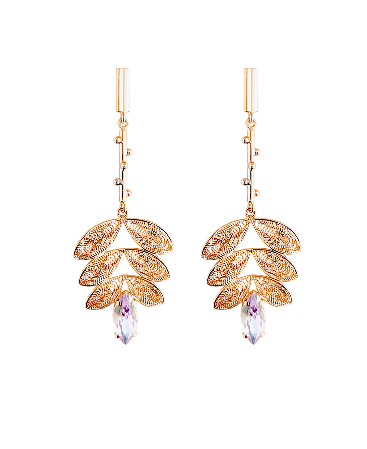 Aretes cristal y hojas, Taliana