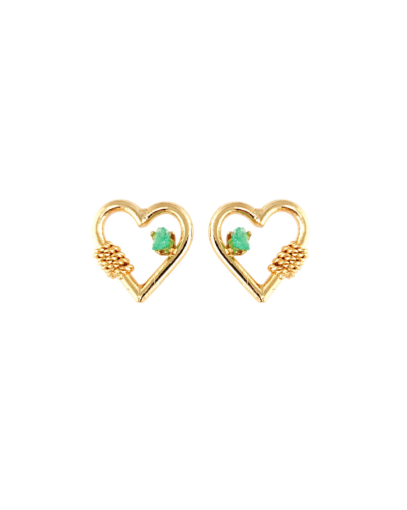 Aretes topos corazón y esmeralda