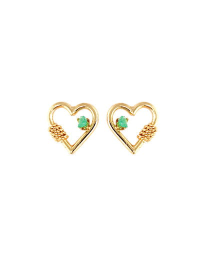 Aretes topos corazón y esmeralda