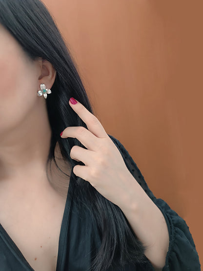 Aretes plata de ley 950 y turquesa Alessia