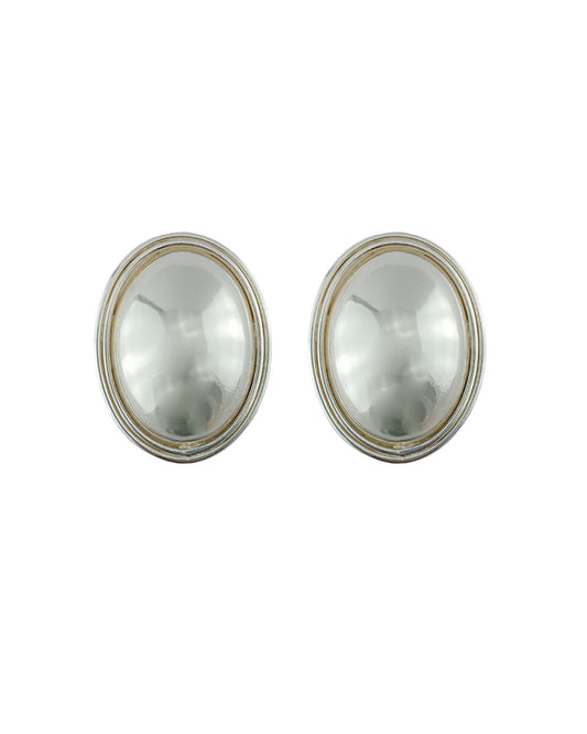 Aretes Topos ovalados doble hilo Plata