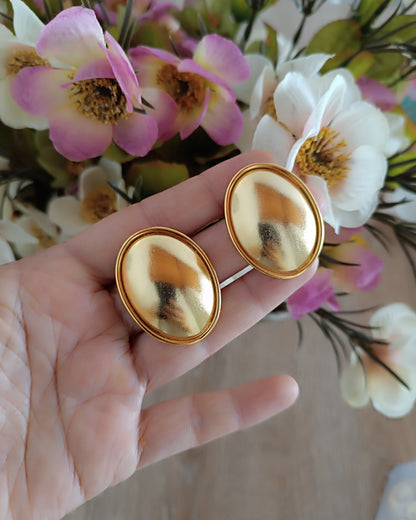 Aretes Topos ovalados doble hilo medianos Dorado Mate