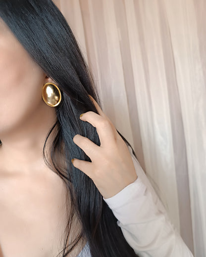 Aretes Topos ovalados doble hilo medianos Dorado Mate
