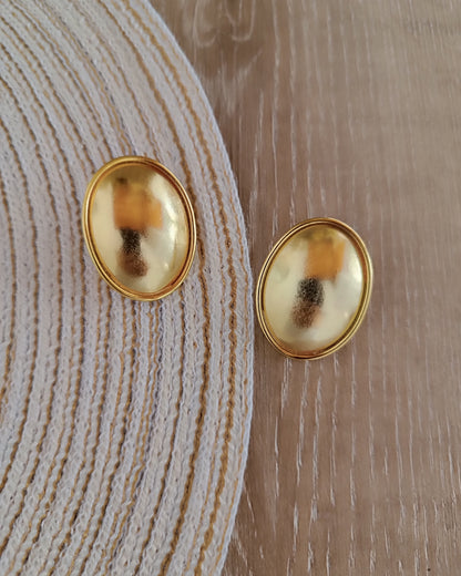 Aretes Topos ovalados doble hilo medianos Dorado Mate