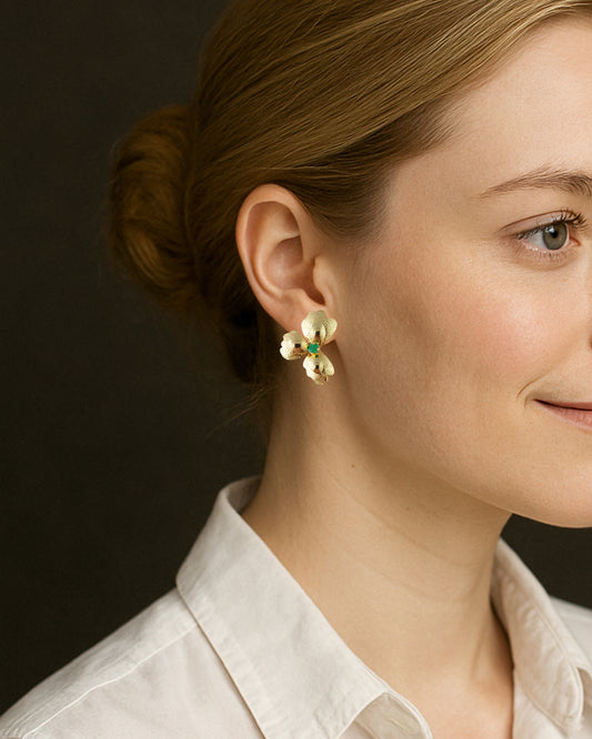 Aretes con esmeralda en bruto Emilce