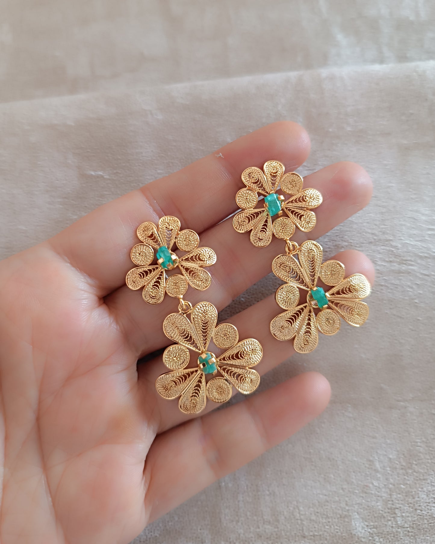 Aretes doble flor, Katya