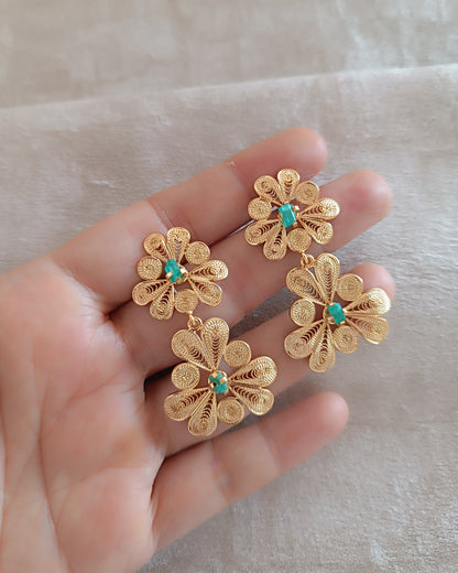 Aretes doble flor, Katya