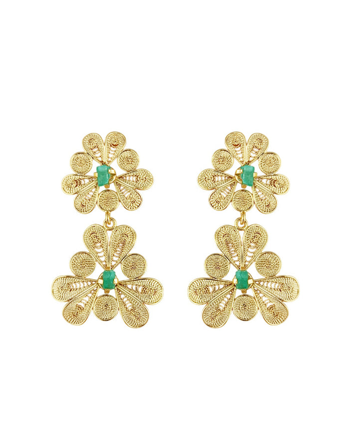 Aretes doble flor, Katya