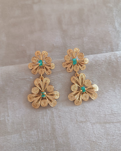 Aretes doble flor, Katya