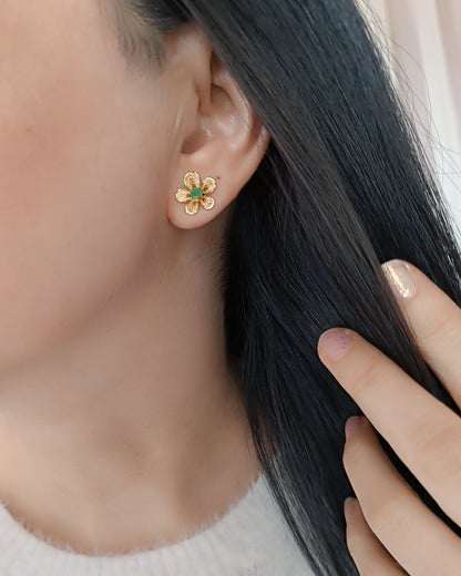 Aretes Topos mini filigrana Aragón con esmeralda