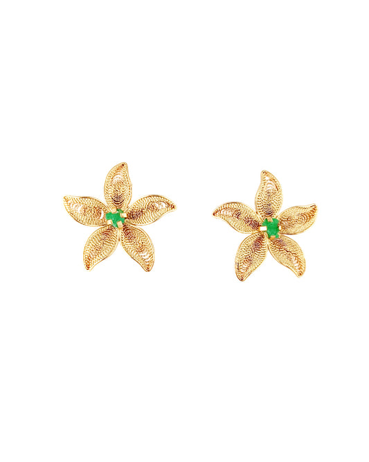 Aretes filigrana y esmeralda, estrella de mar
