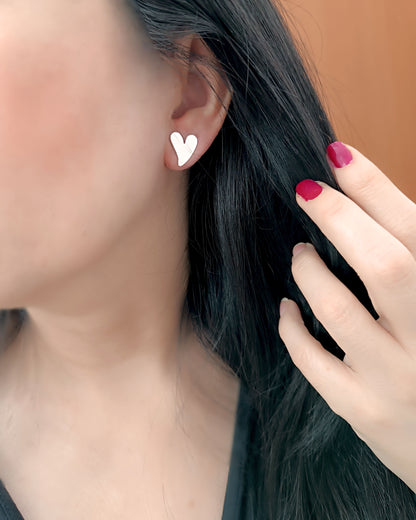Aretes topos corazón plata de ley 950