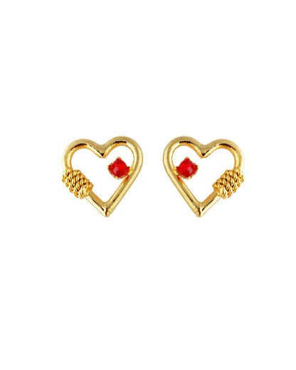 Aretes topos corazón y cristal rojo