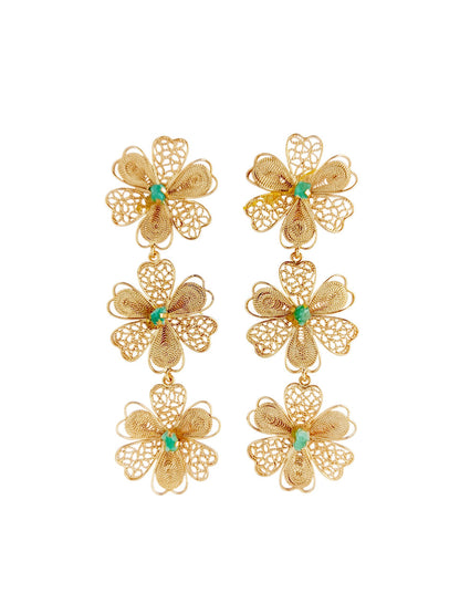 Aretes triple flor Carmelita