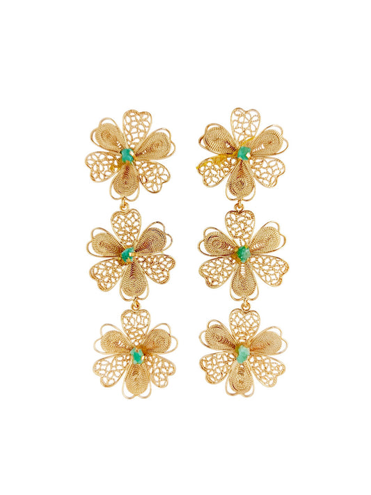 Aretes triple flor Carmelita