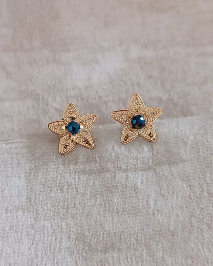 Aretes mini filigrana y cristal azul, Estrellita