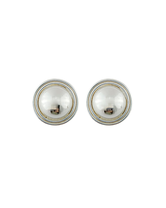 Aretes Topos doble circulo listo Plateados 2.5 cm