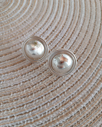 Aretes Topos doble circulo listo Plateados 2.5 cm