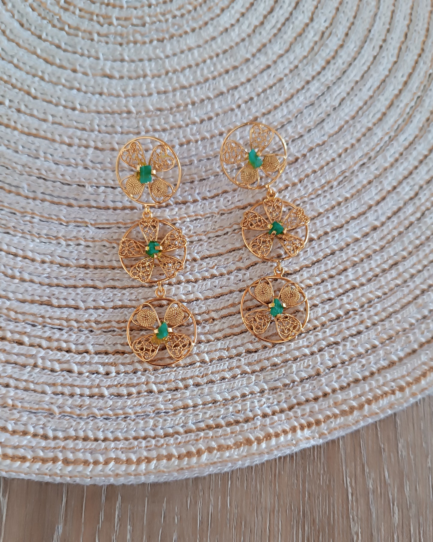 Aretes tripe circulo en filigrana Celina