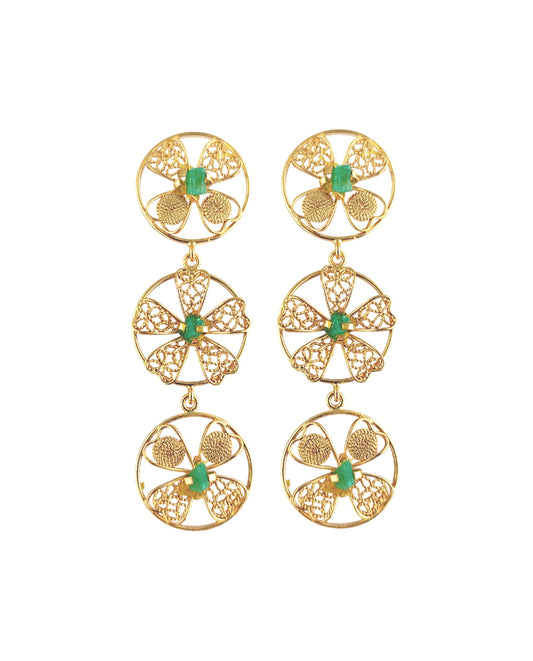 Aretes tripe circulo en filigrana Celina