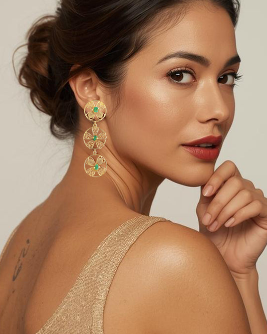 Aretes tripe circulo en filigrana Celina