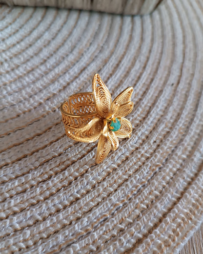 Anillo maxi en filigrana con esmeralda Andrea