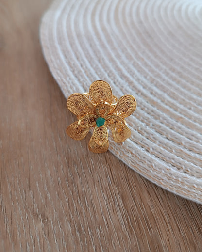 Anillo maxi en filigrana con esmeralda Belen