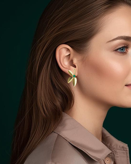 Aretes topos con esmeralda Galilea