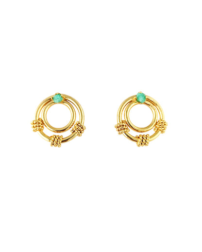 Aretes topos, doble círculo y esmeralda