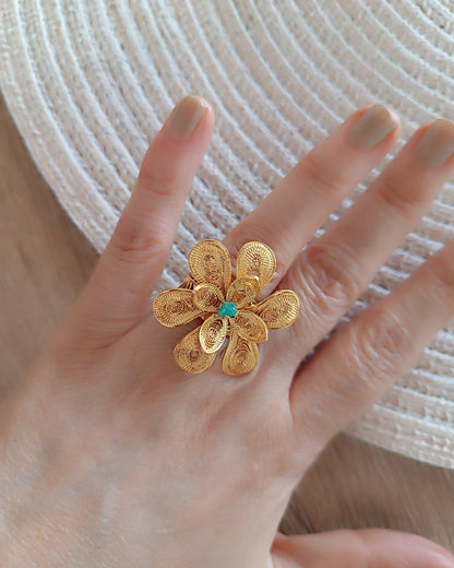 Anillo maxi en filigrana con esmeralda Belen