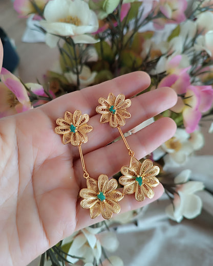Aretes doble flor, Kany
