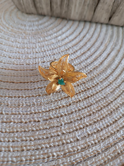 Anillo maxi en filigrana con esmeralda Andrea