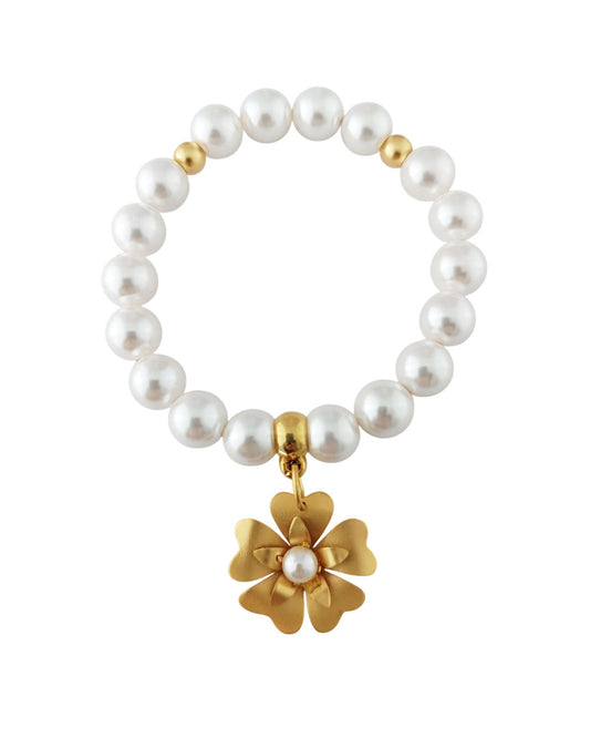 Pulsera de perlas Shell y flor Adalina
